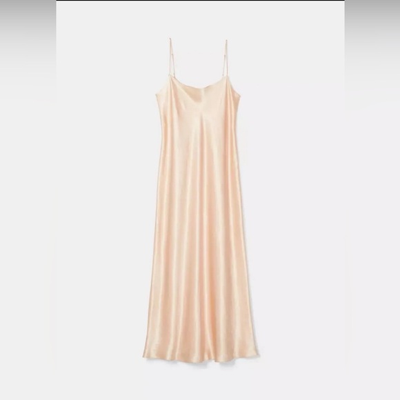 Vince Satin Slip Dress in Champagne - Picture 2 of 10